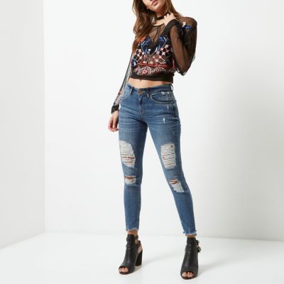 Black mesh floral embroidered batwing top